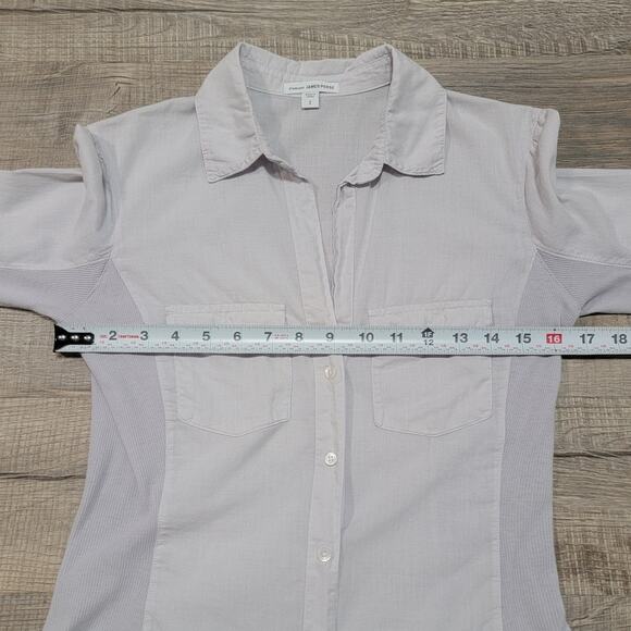 Standard James Perse Button Up Roll Tab Sleeve Shirt Size 2 Medium Side Panel - Picture 7 of 8